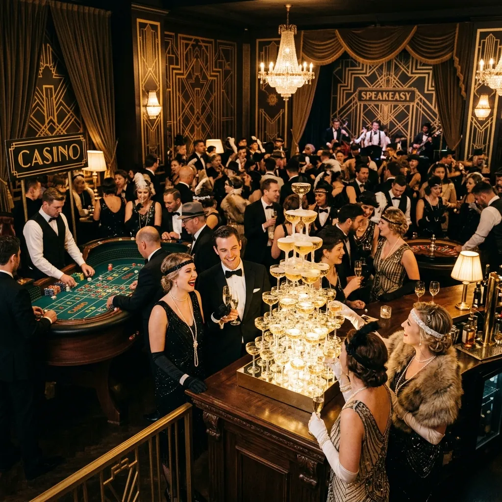 1920s style speakeasy casino party