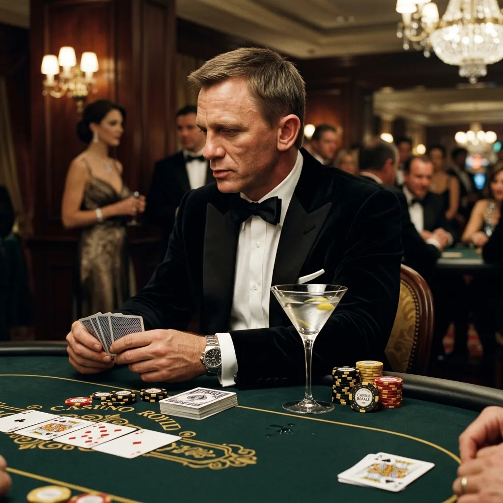 Guests in tuxedos around a roulette table